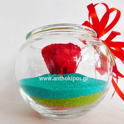 Red rose that live for ever in fish ball
