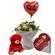 Romance set with white bouquet, teddy bear, balloon and chocolate