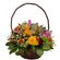 Basket with colorful season flowers