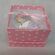 Christening Favor with snowball princess in pink polka dot box