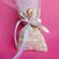 Wedding Favors, vintage pouch with burlap, lace and tulle inside