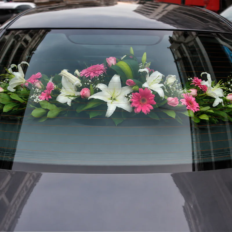 Decoration Of The Wedding Car with long narrow interior creation