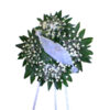Funeral flower wreath wheel with roses on Tripod