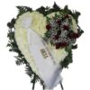 Καρδιά κηδείας με σύνθεση κόκκινα τριαντάφυλλα
