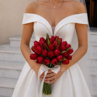 Μπουκέτο Γάμου με κόκκινες τουλίπες