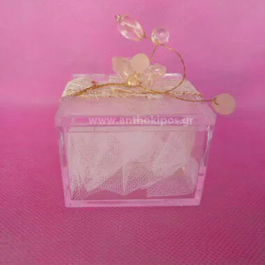 Wedding Favor, transparent-plexiglass box combined with flowers