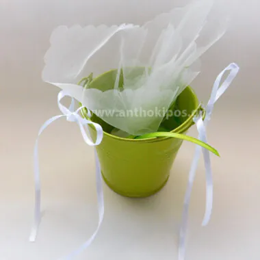 Christening Favor green baptism metal pot