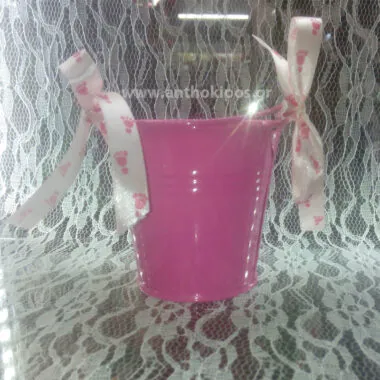 Christening Favor metallic pink bucket