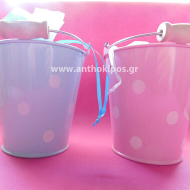 Christening favors polka dots, decorative buckets
