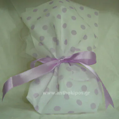 Christening Favor with happy polka dot fabric