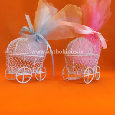 Christening Favors white metal trolleys