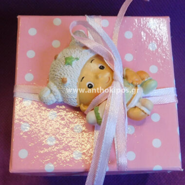 Christening Favor pink box together with baby magnet