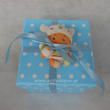 Christening bonbonniere blue box together with baby magnet