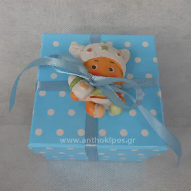 Christening bonbonniere blue box together with baby magnet