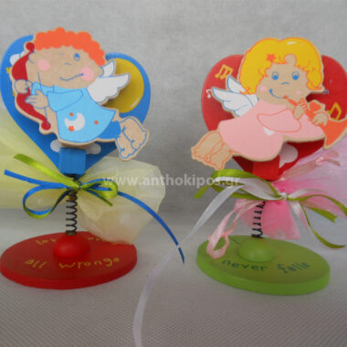 Christening favors with wooden happy clips