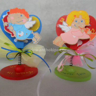 Christening favors with wooden happy clips