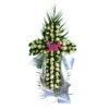 Funeral flowers cross with roses for coffin