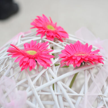 Wedding Arrangement on Church Steps with Decorative Balls
