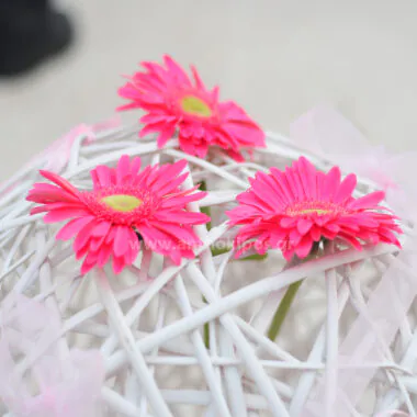 Wedding Arrangement on Church Steps with Decorative Balls