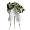 Funeral flower wreath on Tripod with two diagonal arrangements