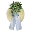 Funeral flower wreath on Tripod with composition of anthurium