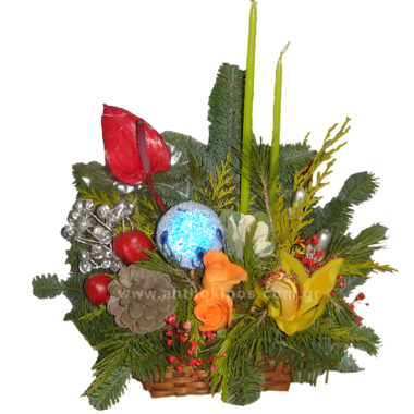 Christmas - New Year flower arrangement in trunk