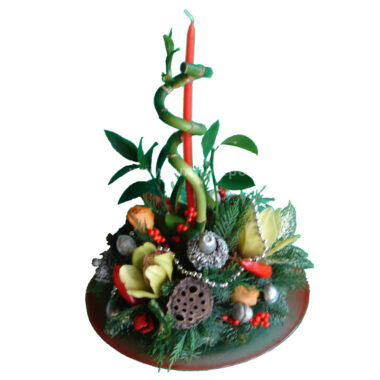 Christmas - New Year flower arrangement unique in plate