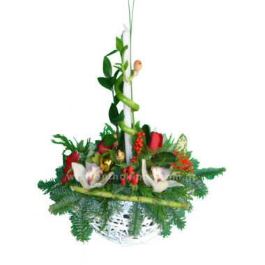 Christmas - New Year flower arrangement unique with candle