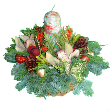 Christmas - New Year flower arrangement with candle
