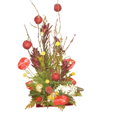 Christmas - New Year flower arrangement on plate