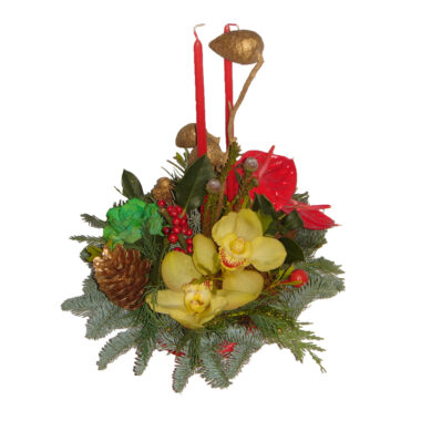 Christmas - New Year flower arrangement with fresh flowers