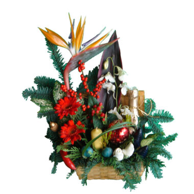 Christmas - New Year flower arrangement with drink