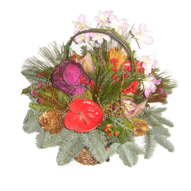 Christmas - New Year flower arrangement in basket