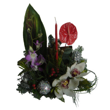 Christmas - New Year flower arrangement in trunk