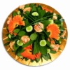 Flower arrangement in platter for table