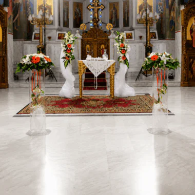 Wedding Decoration inside the church with