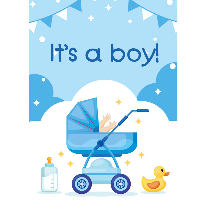 Ευχετήρια κάρτα it's a boy για νεογέννητο αγόρι