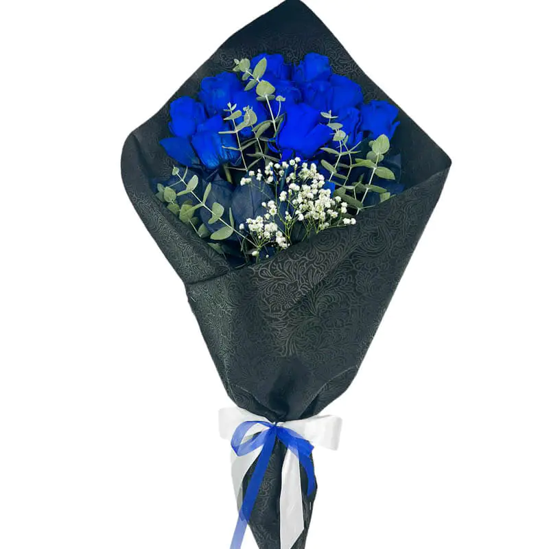 Bouquet of blue roses 12pcs - Image 2