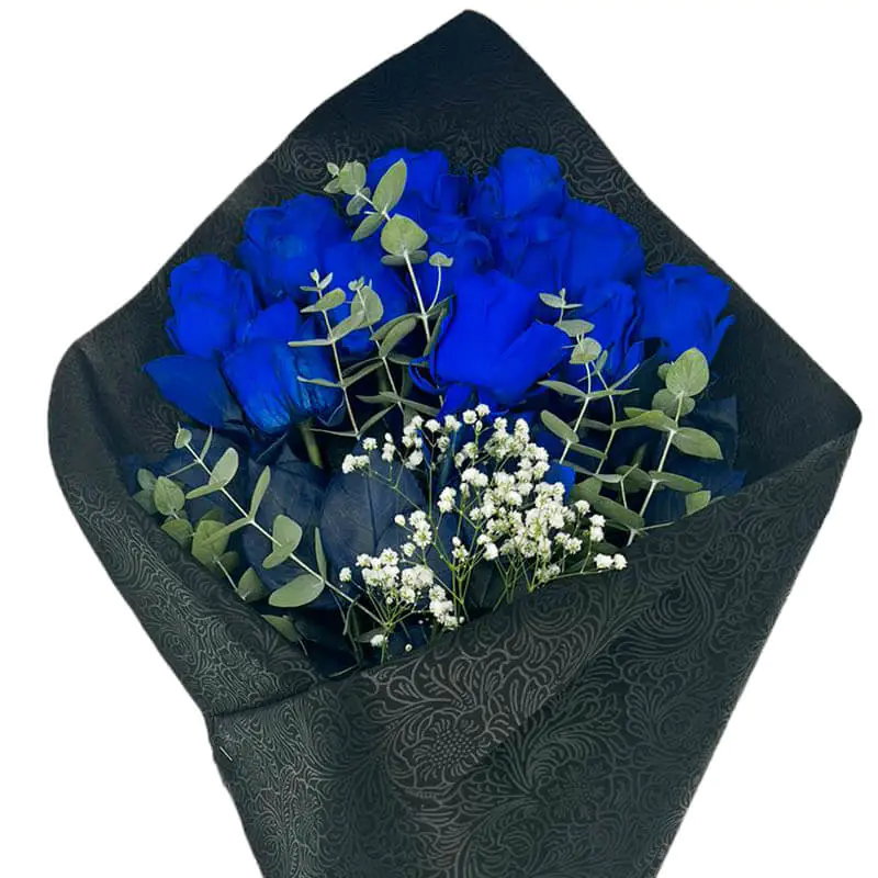 Bouquet of blue roses 12pcs - Image 3