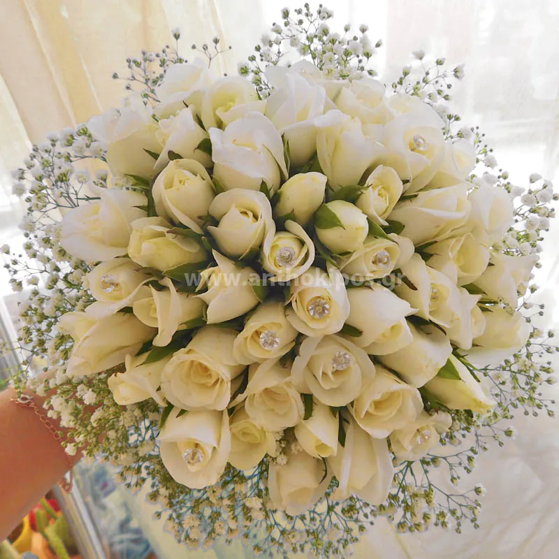 Bridal Bouquet with white roses and strass