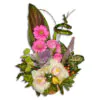 Flower arrangement in ceramic pot