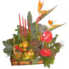 Christmas - New Year flower arrangement in trunk with drink
