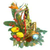 Christmas - New Year flower arrangement with drink in small trunk