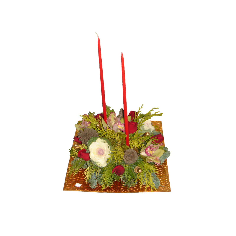 Christmas - New Year flower arrangement on plate