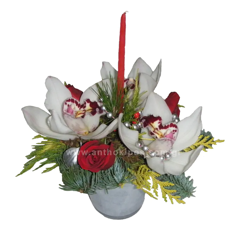 Christmas - New Year flower arrangement with orchids