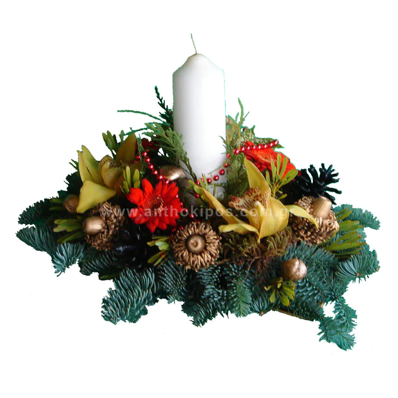 Christmas - New Year flower arrangement with candle