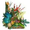 Christmas - New Year flower arrangement with drink