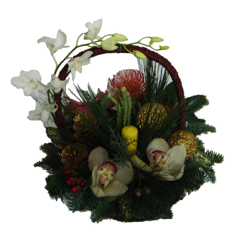 Christmas - New Year flower arrangement in basket