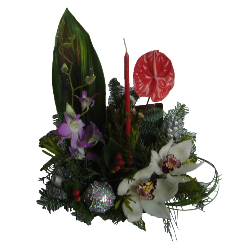 Christmas - New Year flower arrangement in trunk