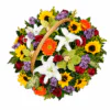 Flower arrangement with many colors